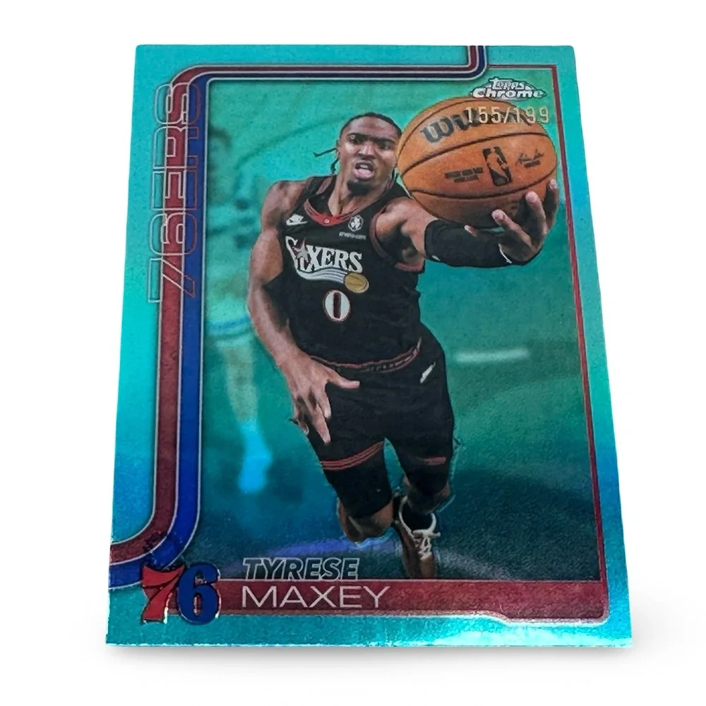 2025-26 Topps Chrome Update Tyrese Maxey 76ers #41 True Aqua Refractor /199